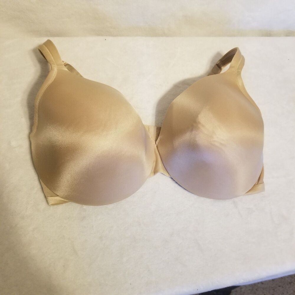 Cacique 42F Bra Lightly Lined Full Coverage Beige Underwire Adj Straps Mesh